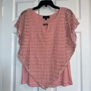 NAIF Dusty Pink Crochet Poncho-Style Women's Top